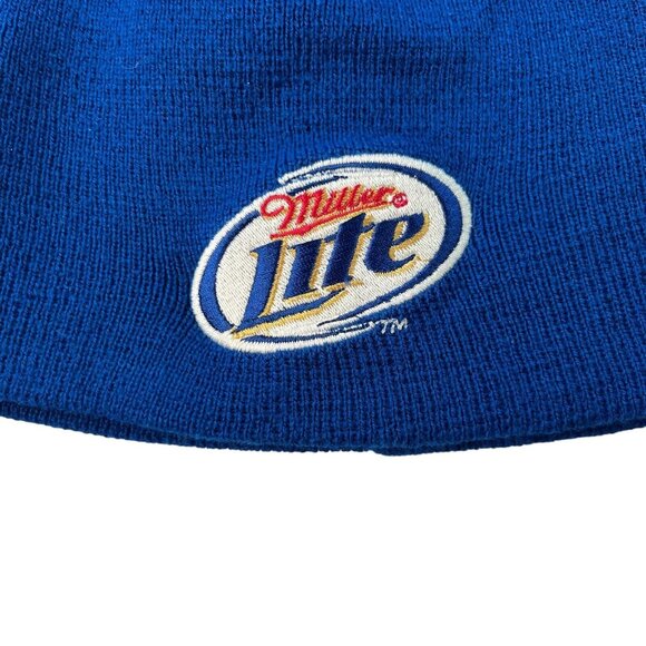 Miller Lite Blue Knit Beanie Hat Embroidered Logo Cozy Winter Cap - Picture 3 of 5